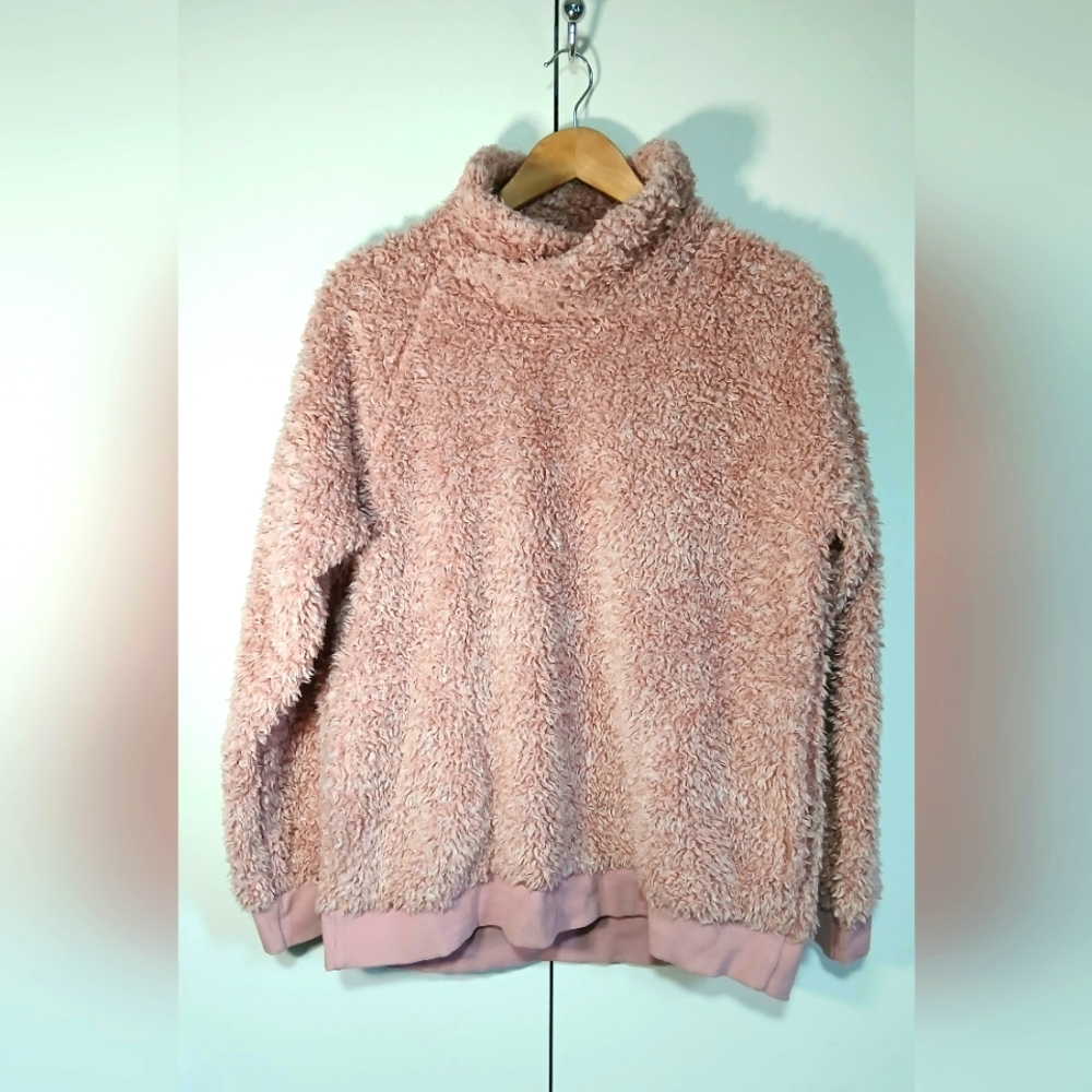 32 Degrees Dusty Rose Sherpa Pullover | Mock Neck | Size L | Like New